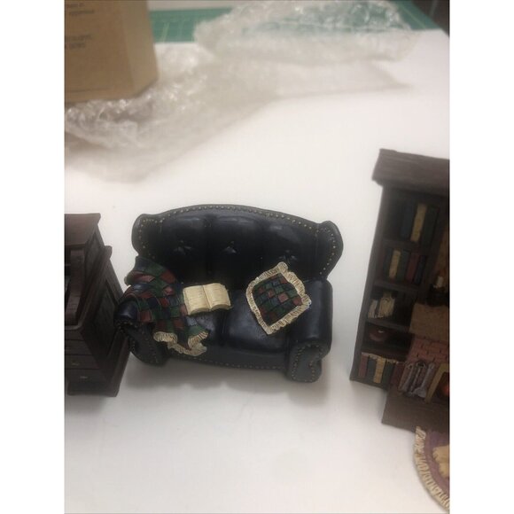 Avon Collectibles Victorian Memories Miniature Doll Furniture Library Nos - Picture 6 of 16